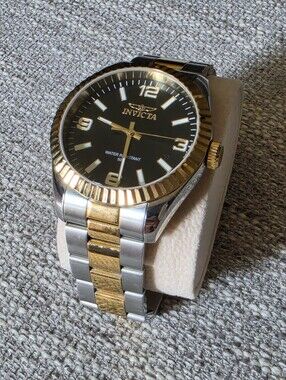Invicta Two-Tone Gold and Silver Watch with Black Dial
